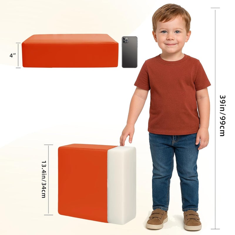 Eiury Toddler Booster Seat Dining Table Kitchen Chair, Waterproof Anti-Scratch PU Cushion, Non-Slip Bottom, Adjustable Buckle Straps, Easy Clean Portable Seat Cushion (Tangerine) - Image 5